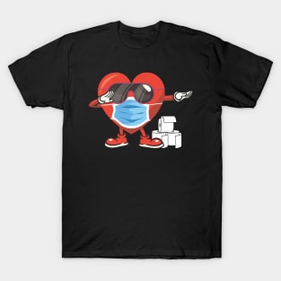 Dabbing Heart Mask Funny Valentines Day Design T-Shirt